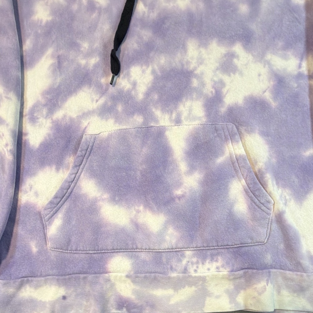 BT21 Purple White Tie-Dye Pullover Hoodie Kangaroo Pocket Medium Cartoon KPop - Picture 2 of 15